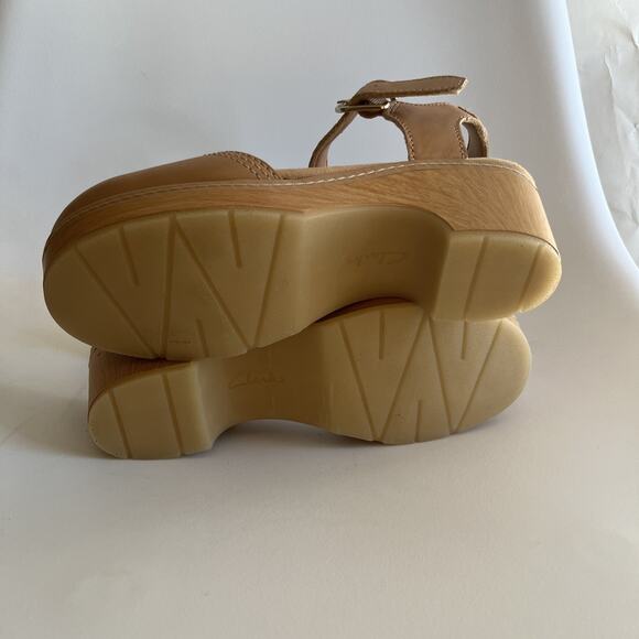 Clarks Women's Paizlee Bay Clog Style Block Heel Platform Sandals Tan Size 6 - Picture 12 of 12